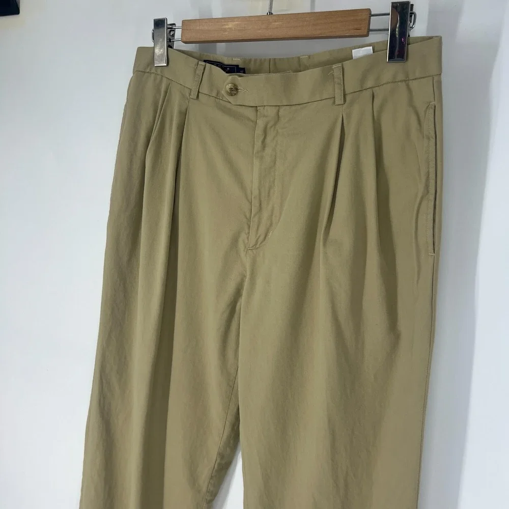 Bobby Jones Players Golf Trouser Pants Mens Size 34 Tan Tencel‎ Cotton Pleated
